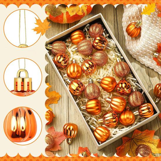Thanksgiving Pumpkin Pendant Mini Pumpkin Ornaments 3cm Thanksgiving Christmas Decorations Colorful Plastic Hanging Balls for Tree Home Party