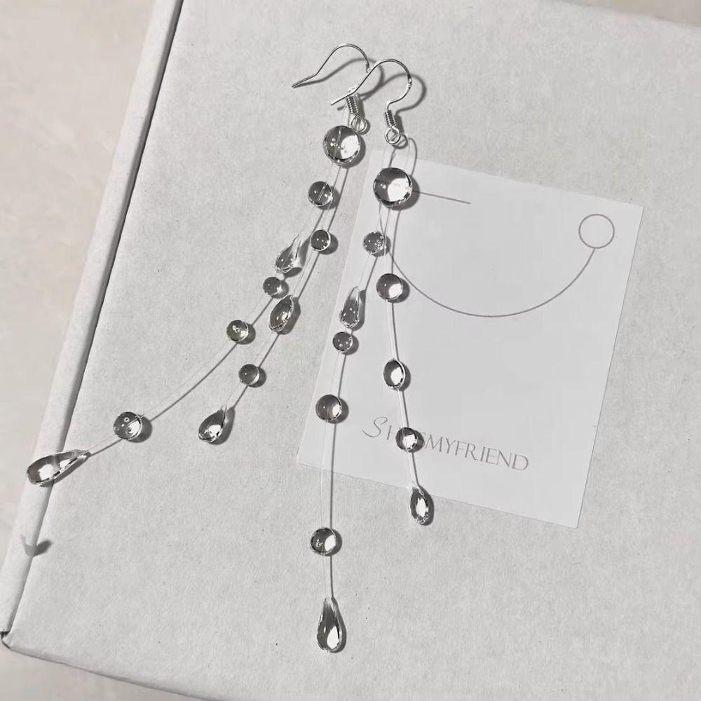 Handmade Dewdrop Necklace Transparent Dew Rain Earrings Water Drop Earrings  for Women Teen Girls
