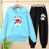 Doraemon Winter Warm Children's Hoodie Set, Casual Sporty Hooded Long Shirt and Long Pants Suitable for Boys Girls Aged 3 To 12