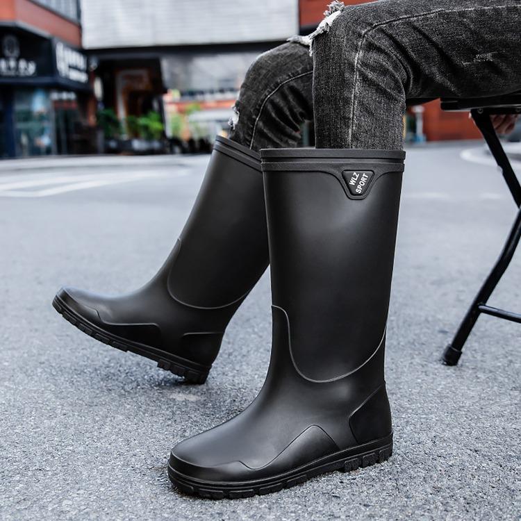 Fashion rain shoes men's rainproof and waterproof shoes high tube non-slip closed long tube rain boots bundle work shoes fishing shoes men