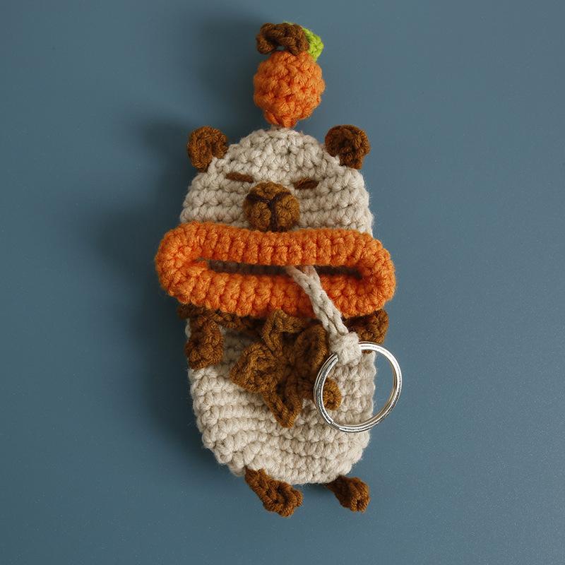 Funny Sausage Mouth Doll Series Crochet Bag Keychain For Car Keys Holder Knitting Doll Keyrings For Key Storage Custom Accessory