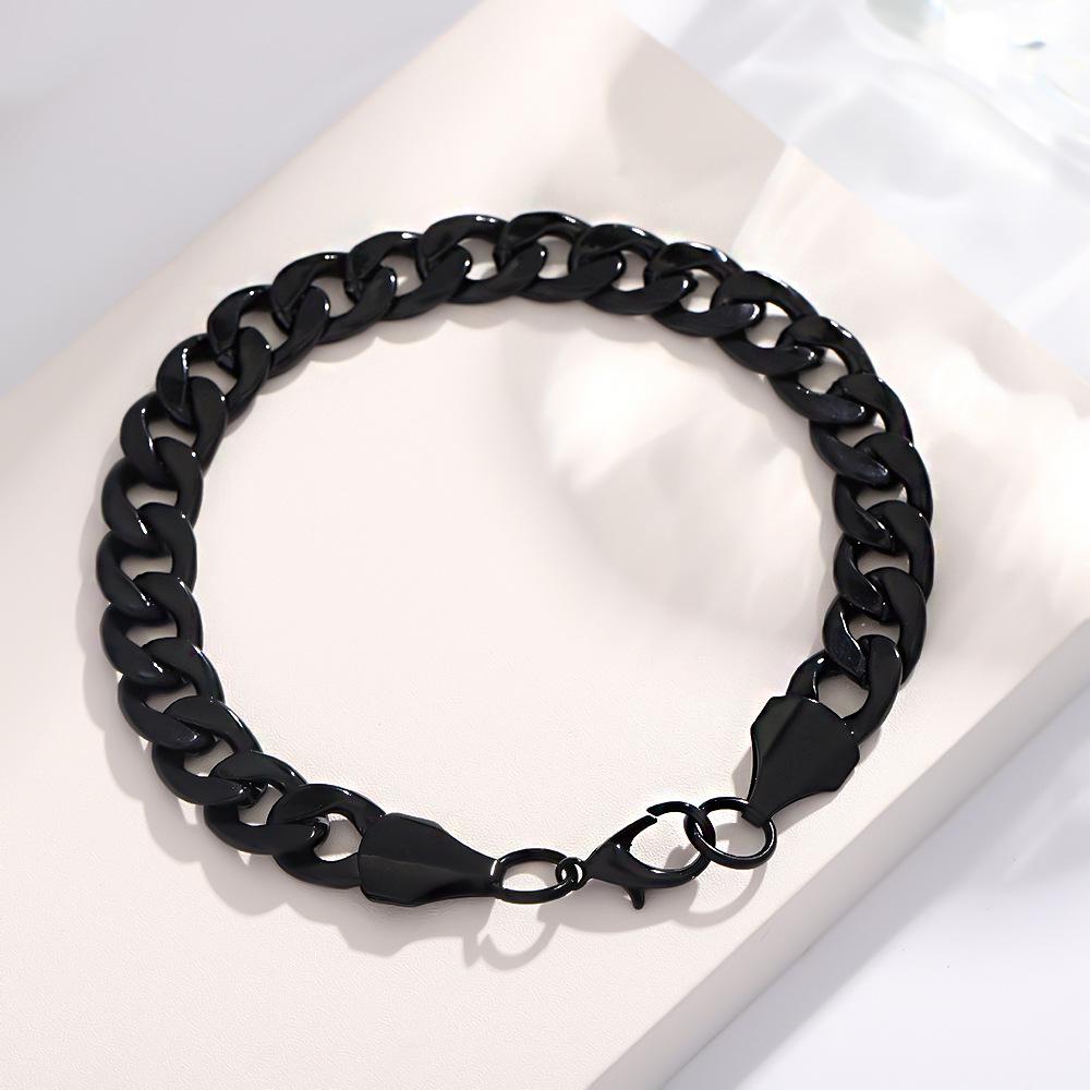 Men's High-End Cuban Link Stainless Steel Punk Bracelet - European and American Hip-Hop Trend.