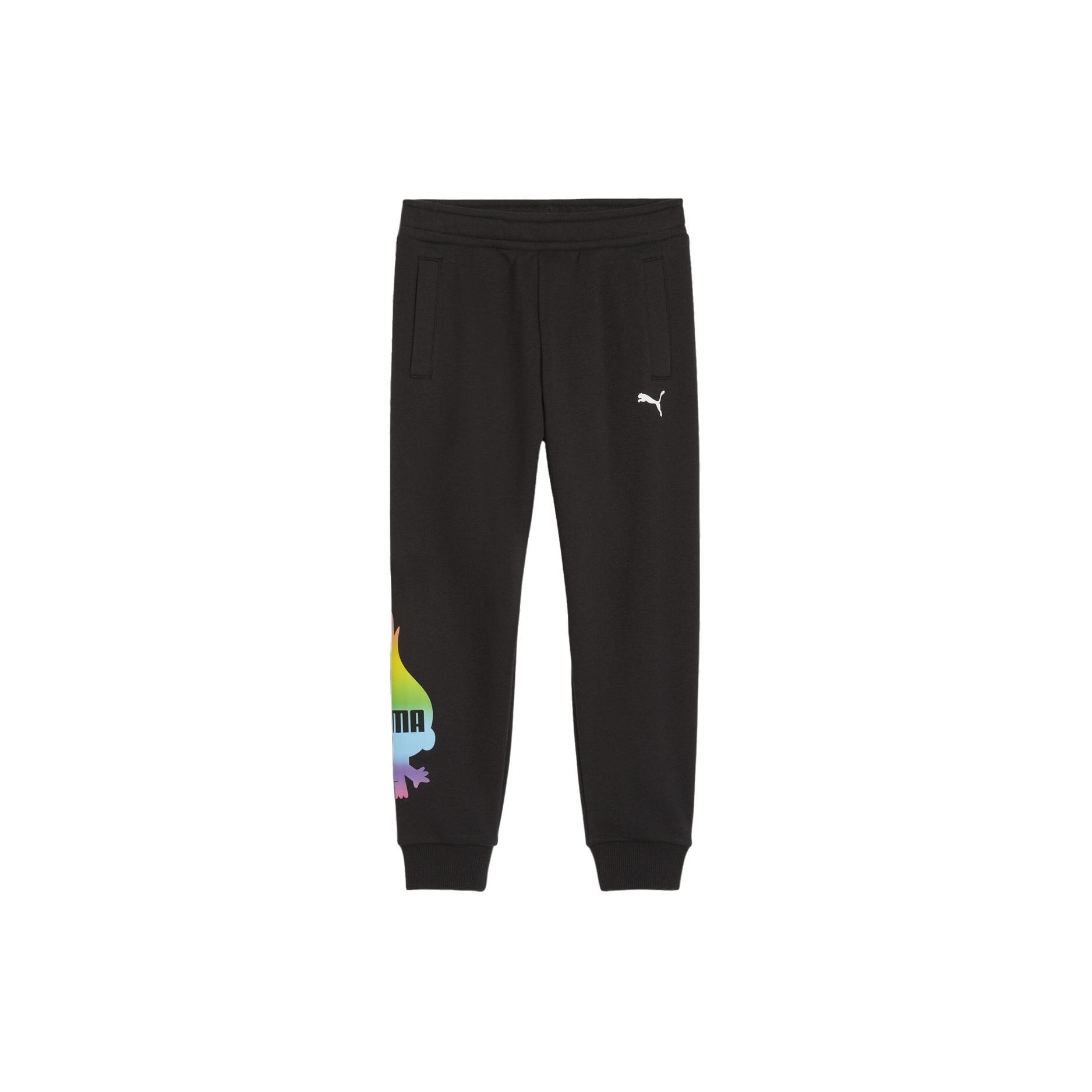 Puma X Trolls Collaboration Gradient Pattern Printed Casual Mid-Rise Knit Sweatpants Kids bottoms Black 624830-01 92