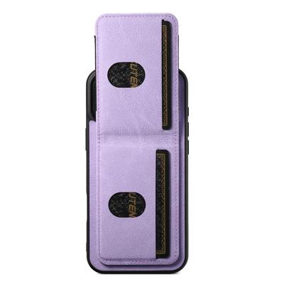 SUTENI H03 For iPhone 16 Case Card Holder Kickstand Litchi Texture Leather+TPU Phone Cover