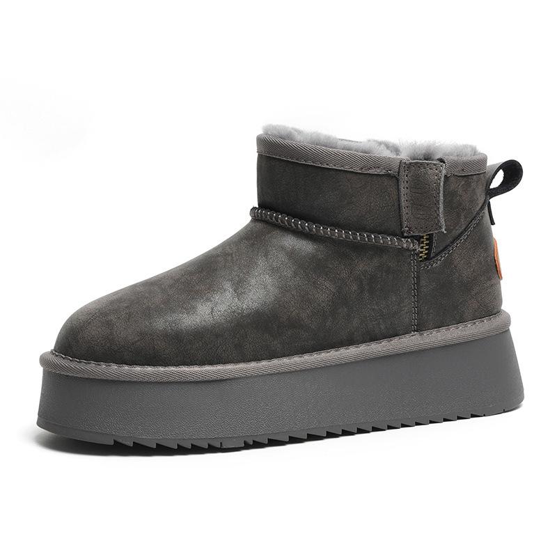 [Waterproof cowhide wool] Snow boots women's wool new thickened real wool winter cotton boots warm short tube oblique