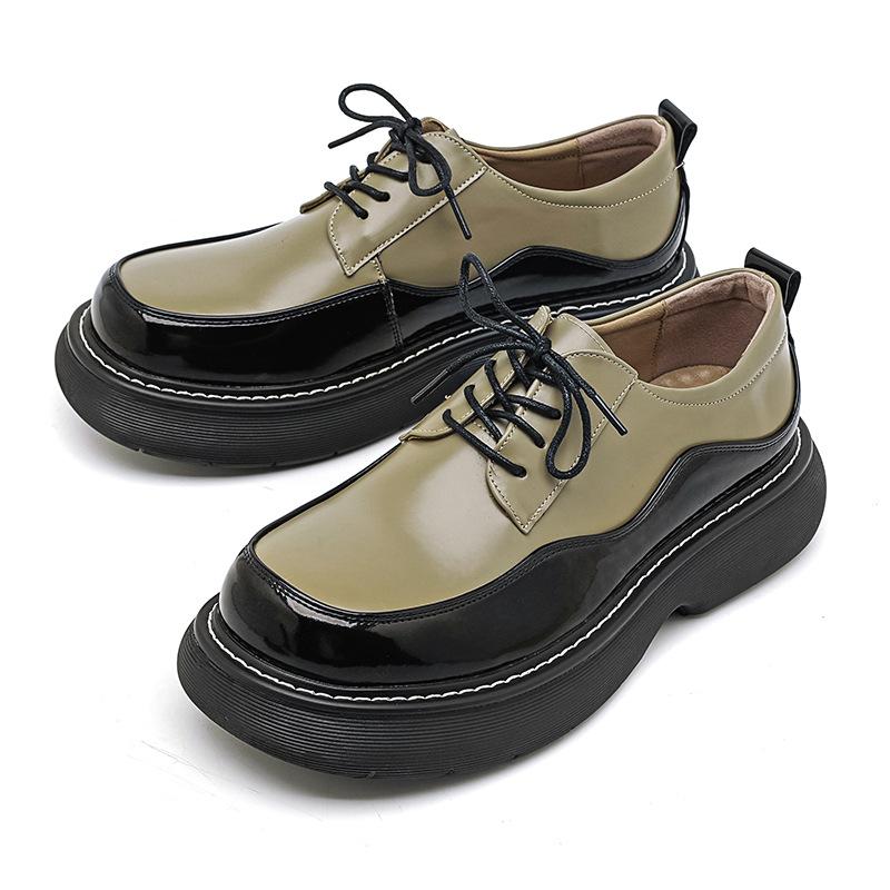Design sense ins trendy color matching casual leather shoes men's platform big head leather shoes niche big head leather shoes 96593-A