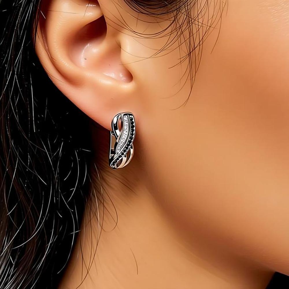 Black Awn Brincos de argola pretos femininos