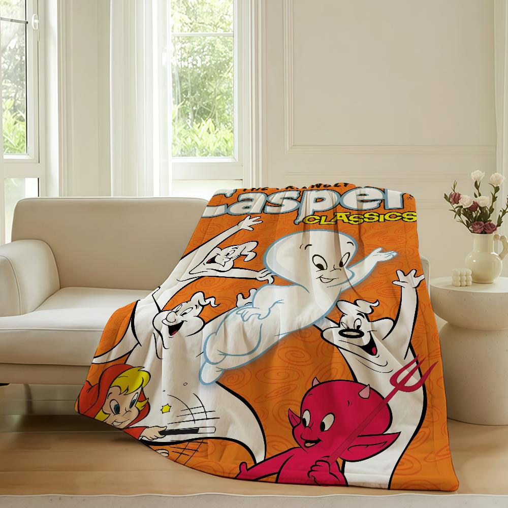 COPERTA CARTONE ANIMATO C-Casper-R il Fantasma Amichevole Per Divano Ufficio Letto Aereo Viaggio Dormire Leggere Rilassarsi Campeggio Morbida E Calda
