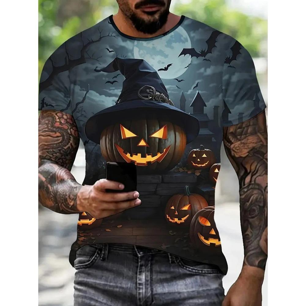 Goth Horror Joker Skull 3D Printed Men's T-Shirts Summer Street Short-Sleeve Outdoor Casual Tops Men's and Women's Tees Top