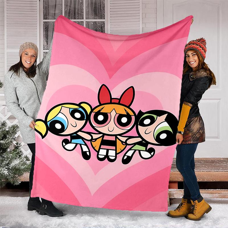 The Powerpuff Girls Theme Printed Blanket - Perfect for Couch, Bed, Travel & Outdoor Use | Machine Washable, Cozy & Durable.