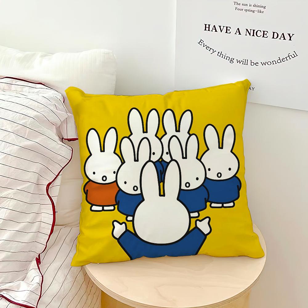 Cartoon Bunny Rabbit kawaii funny MMiffy soft pillowcase for Sofa Home Living Room bedside Decor pillow cover Gift Party hogar