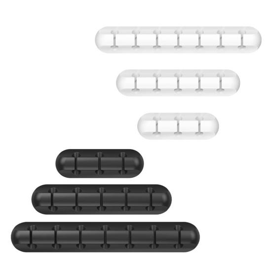 3 szt./zestaw Organizer na kable Silikonowe klipsy do zarządzania kablami z przezroczystą samoprzylepną podkładką Uchwyt na przewody biurkowy, do biura, sypialni, kuchni