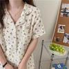 Can Wear Pajamas Women's Summer Cute Cartoon Bear Cotton Short-sleeved Cardigan Loungewear Women's Suit