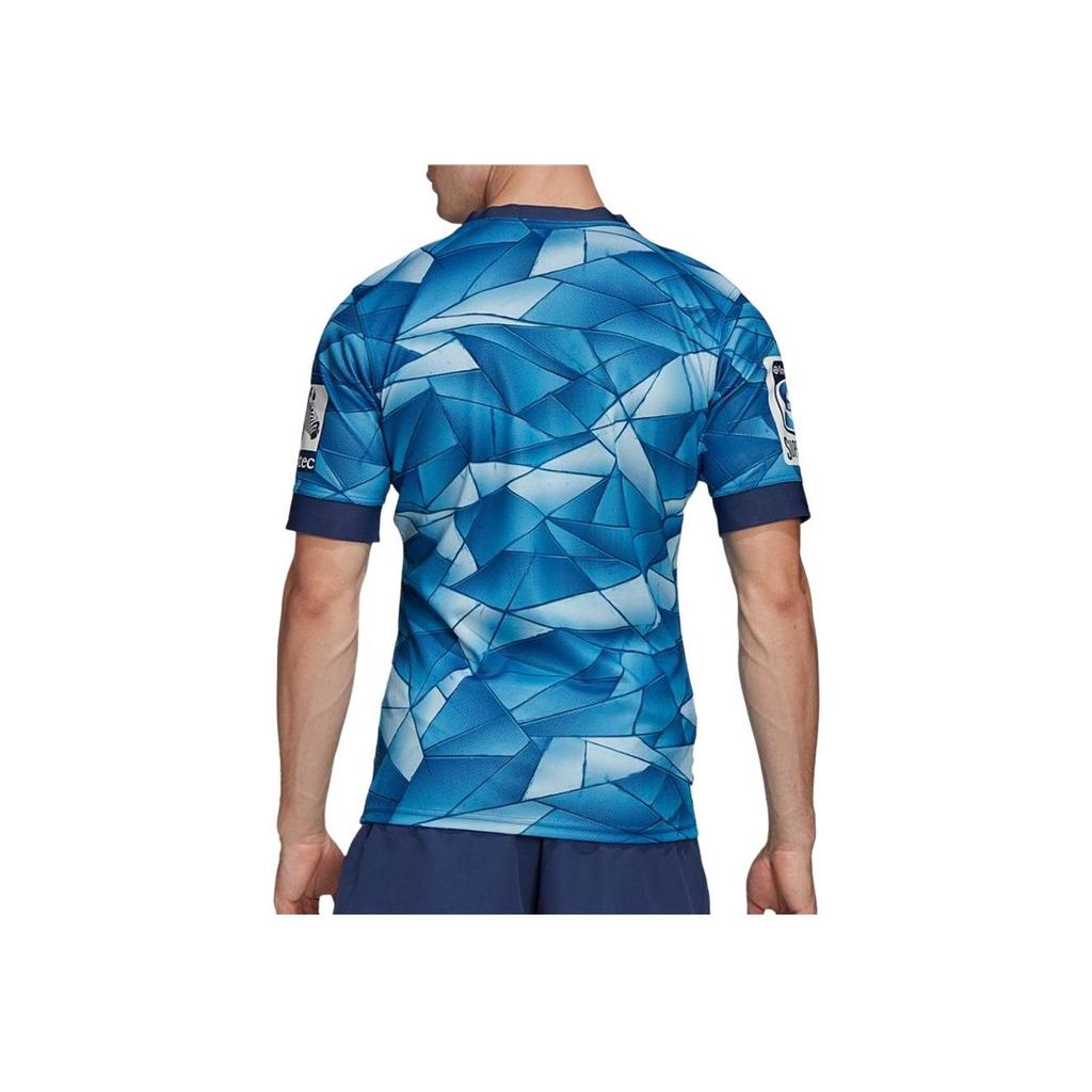 adidas Mens Sport Planet 39-35 Letter Logo Print Round Neck Soft Comfortable Short Sleeve Rugby Shirt Men Tops Royal ED7931