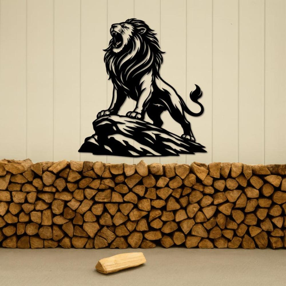 Metal Lion Wall Art, Roaring Jungle King Decor, Powerful Wildlife Metal Wall Sculpture, Animal Home Decoration
