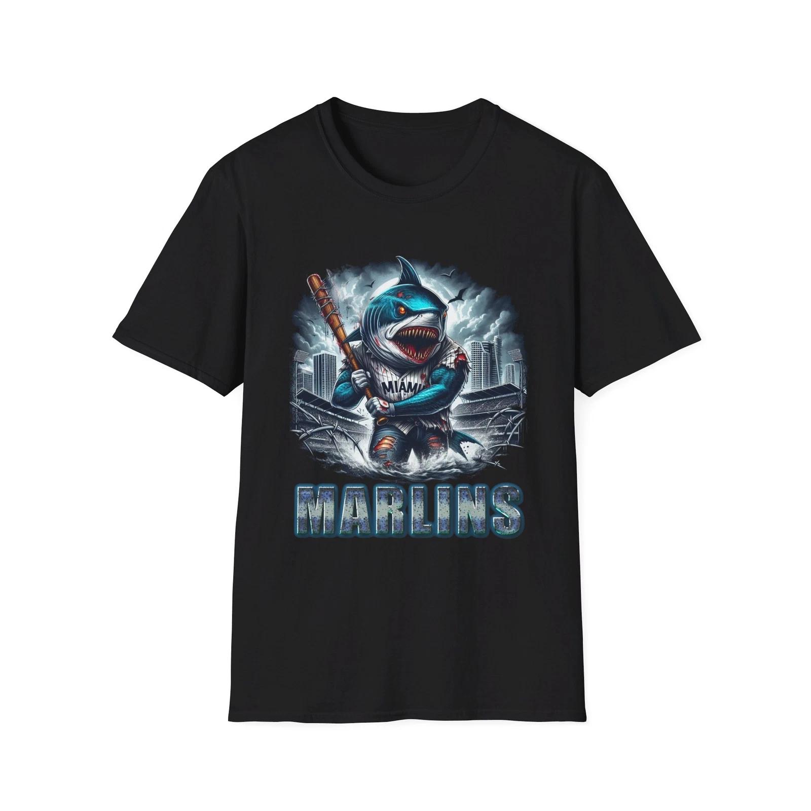 Miami Marlins Horror Mashup T-Shirt - Spooktacular Fan Apparel XL