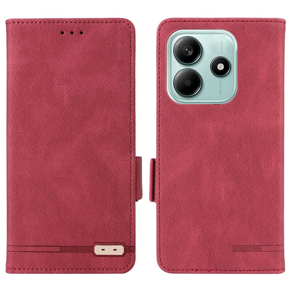 For Xiaomi Redmi Note 14 4G (163.25mm) Case Leather Wallet Flip Phone Cover with Hardware Decor