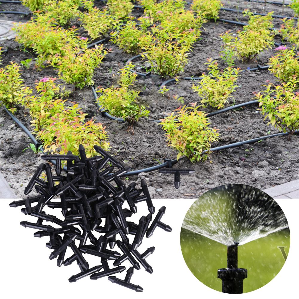 50pcs 3/5 Micro Drip Pipe Connector Plastic Irrigation Barbed Connectors Universal Portable Lightweight for Watering Systems