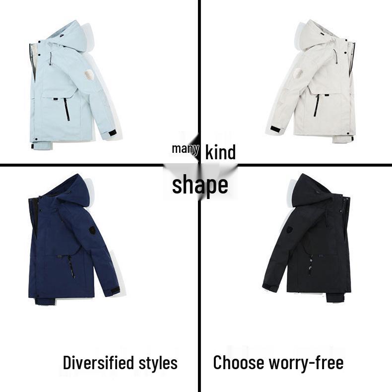 Unisex venkovní 3v1 větruodolná nepromokavá teplá bunda pro podzimní/zimní kempování a horolezectví