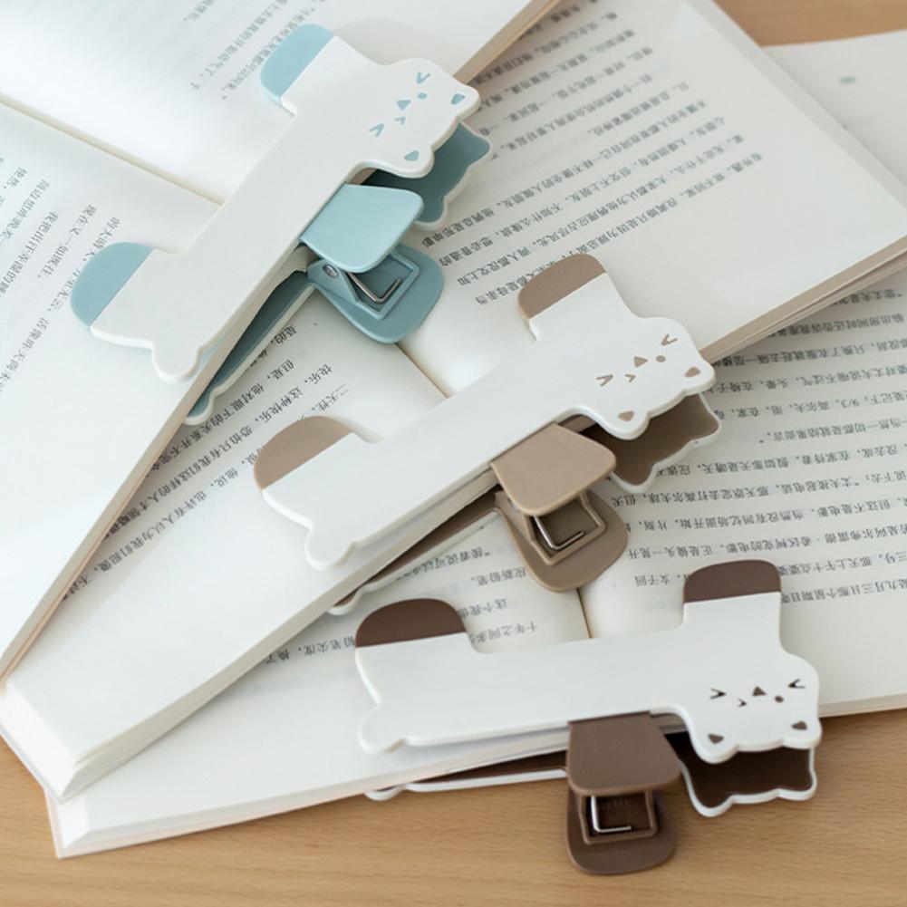 Cat Shape Plastic Book Clip Portable Reading Page Holder Bookmark for Book Lovers College Students Stationery Supplies