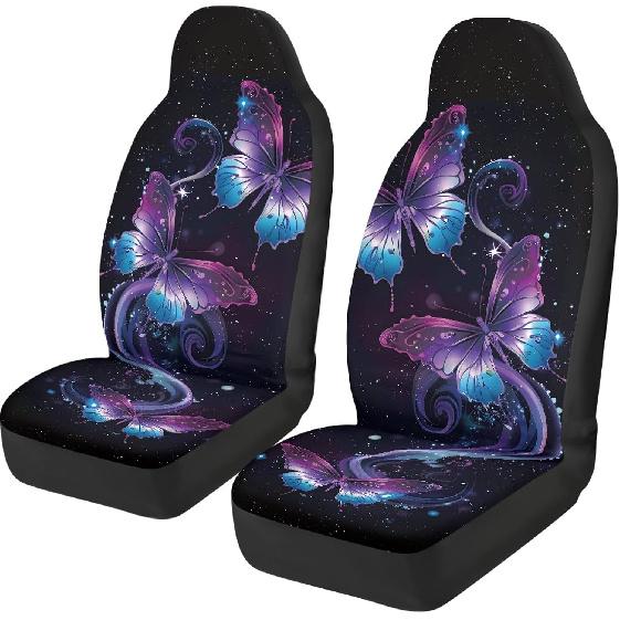 Purple Butterfly Galaxy Auto Car Seat Cover for Cars, Trucks, Vans, SUV, Vehicle Seat Cover Auto Saddle Blankets Driver Seat Protector Covers Full