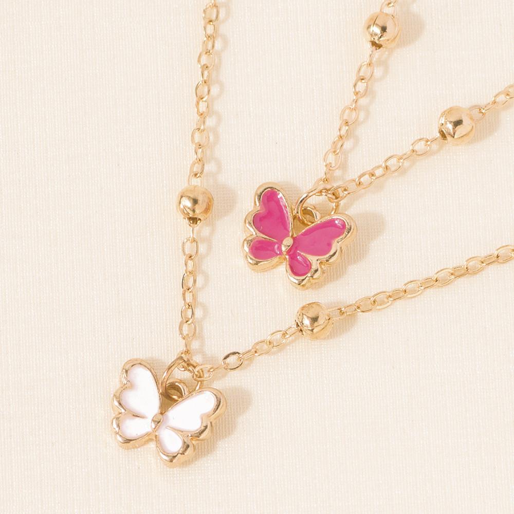 Unique Double Layer Butterfly Necklace For Women Chic Fashionable Alloy Pendant