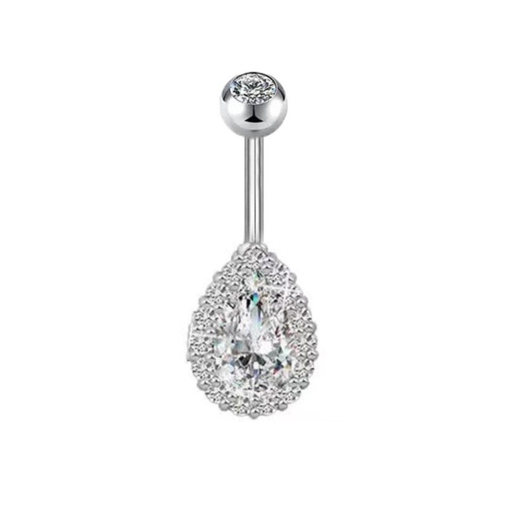Rhinestone Zircon Navel Ring Stainless Steel Body Piercing Jewelry Fashion Belly Button Ring  Gift