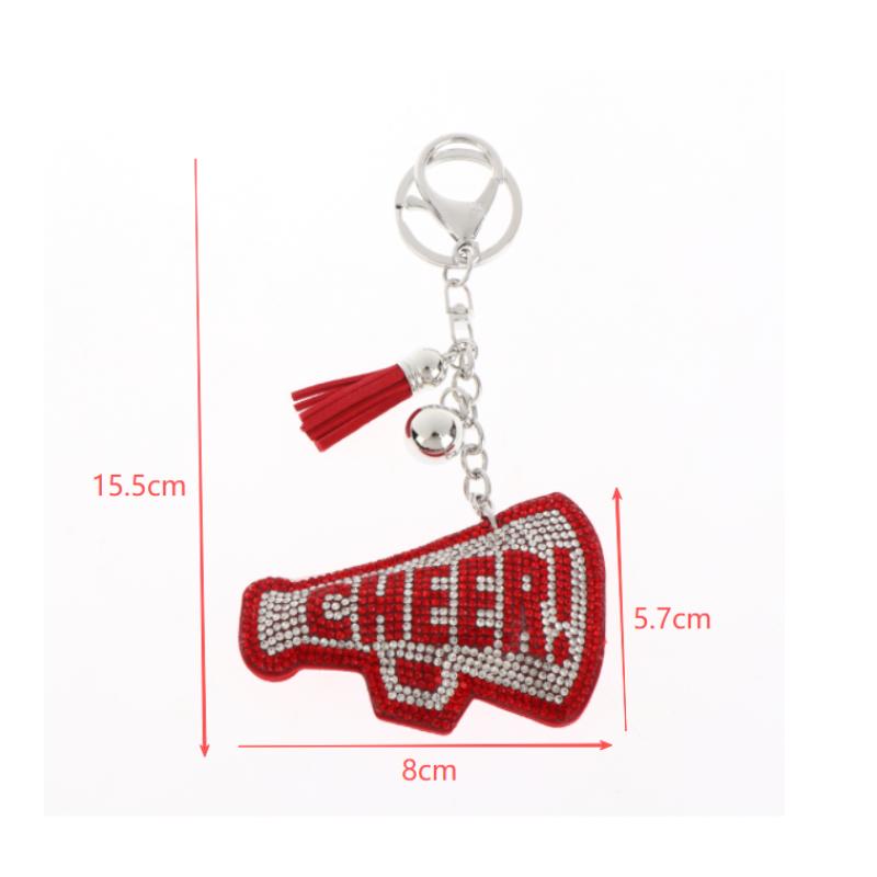 Neuer Full Crystal Wort Cheer Schlüsselanhänger Lederquaste Schlüsselhalter Strassstein Schlüsselring Anhänger Damen Tasche Anhänger Geschenk