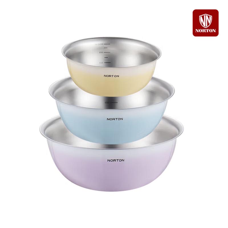 NORTON Stainless Steel 3-Piece Mixing Bowl Set