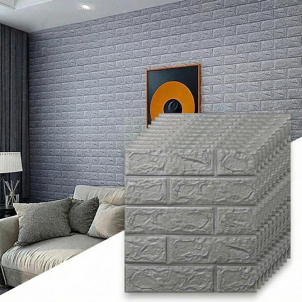10pcs Soft Foam Brick Wall Sticker 38.5x35cm Self Adhesive Waterproof Stain Resistant Wallpaper Kitchen Household Home Decor