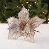 Neue Stoffplastik Weihnachts-Künstliche Blumen 5 Farben DIY Dekoration Kunstblume 24cm Ornamente Glitzer Weihnachtsstern Neujahr