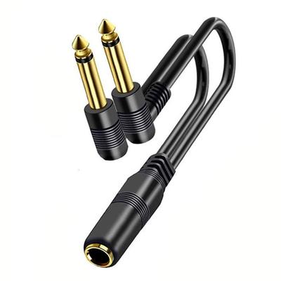 6.35mm Female To 2Mono Male Plugs Audios Cable Y Style Splitter Cable Gold Coated Connection For Better Signal Quality
