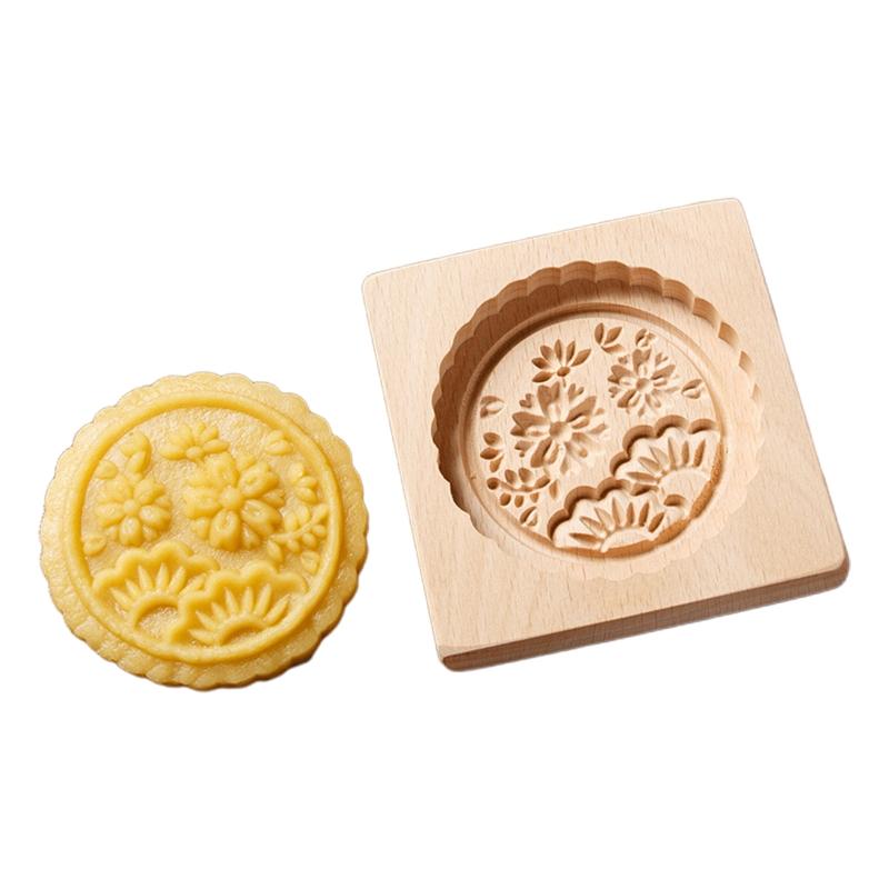 Chinese Traditional Mid-autumn Festival Mooncake Mold 7 Different Pattern Shaped Wood Handmade Moulds for Baking Cookies