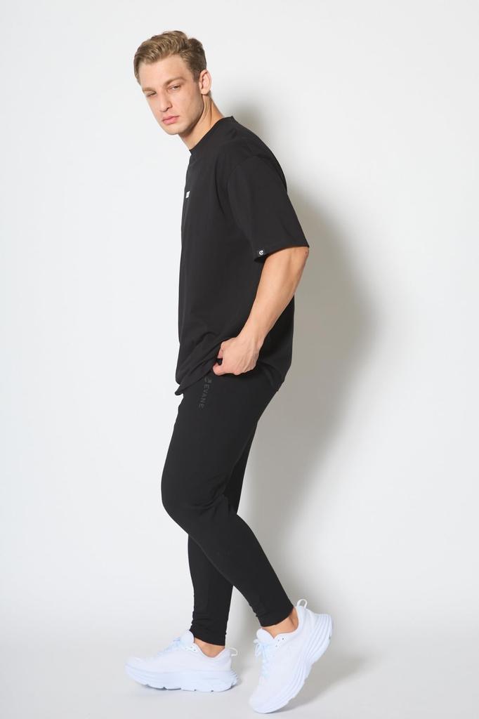 EVANE Oversized Cotton Stretch Box Logo T-Shirt (M, Black)