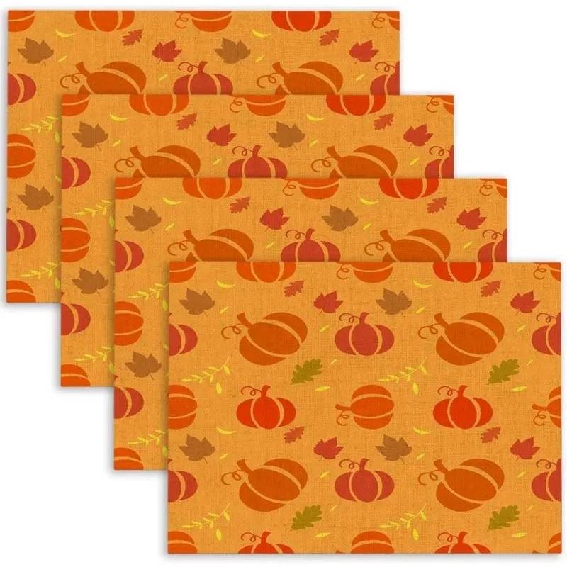 1PC Happy Thanksgiving with Falling Leaves Placemats Autumn Holiday Decoration for Dining Table