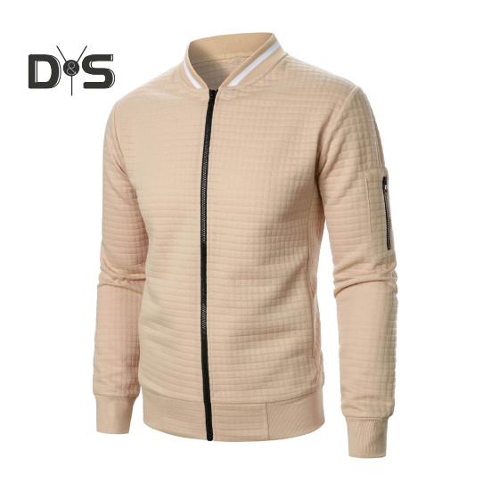 Herren Sweatshirt Mantel Stehkragen Langarm Patchwork Farbe Reißverschluss Knopfleiste Jacke Mantel mit Taschen Elastischer Saum Sport Outwear