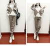 European Style Women's Casual Plaid Knit Sweater Two-Piece Set