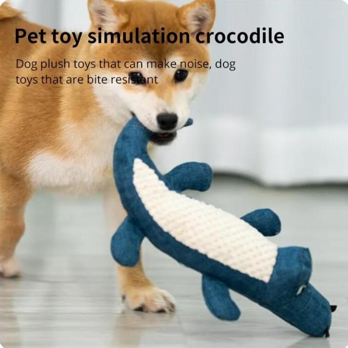 Pet Chew Toys Interactive Cartoon Animal Plush Alligator Shape Dog Sound Toy Gnawing Grinding Teeth Training Supplies