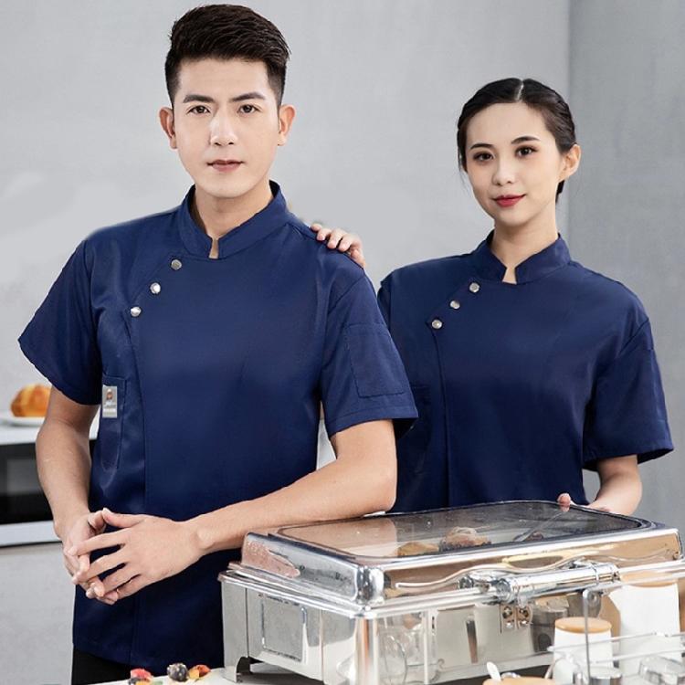 Unisex Arbeitsjacke Küche Kurzarm Knopfleiste Leicht Kochjacke Restaurantbekleidung