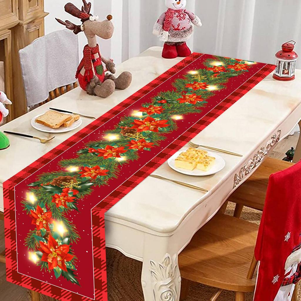 Buffalo Plaid Christmas Tree Table Runner Merry Christmas Decorations For Home 2026 Xmas Table Cover Gifts Happy New Year 2026