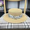 New French flat top top hat women's Korean summer travel fashion straw sun hat sunscreen shade straw hat