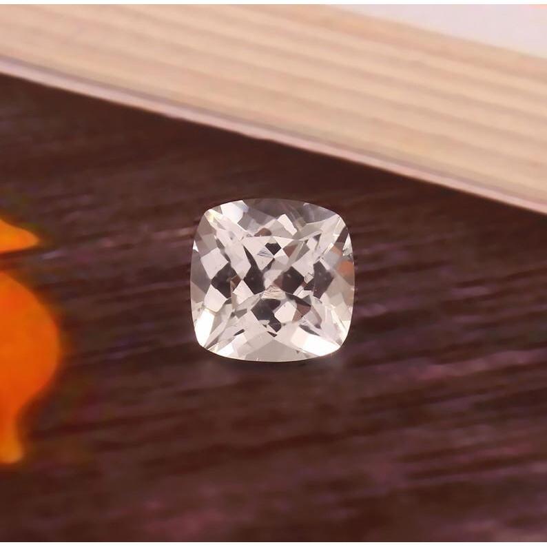 AAA Flawless 17x17mm Heated Ceylon White Sapphire Cushion Cut Loose Gemstone