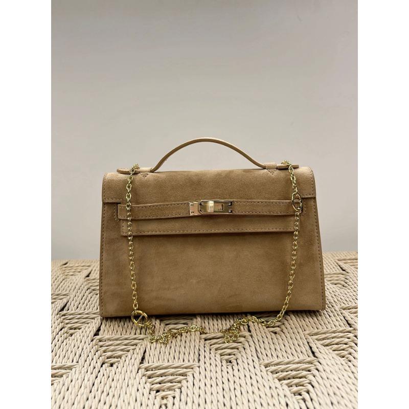 A Generation Of Sheepskin Lambskin Bag Real Leather Women's Bag Retro Cowhide Single Shoulder  Bag Handheld Small Bag