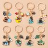 Cute Enamel Cartoon Cat Keychain Potted Plant Key Ring Pendants for Women Girls Handbag Decor DIY Handmade Jewelry Gift