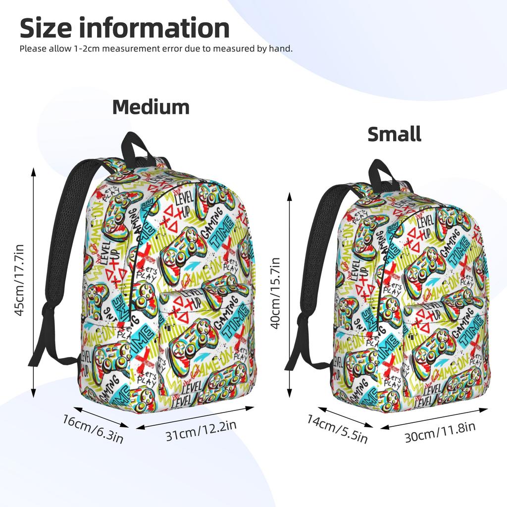 Video Game Gaming Controller Fashion Backpack with Pocket High School Hiking Travel Daypack for Men Women College Shoulder Bag