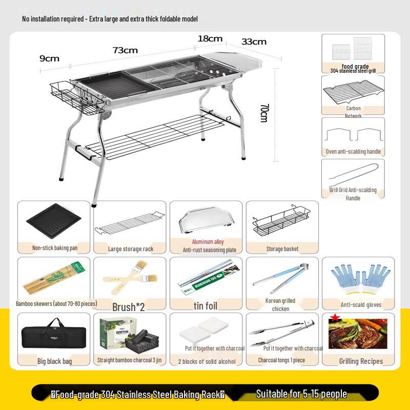 Foldable Portable BBQ Grill Set