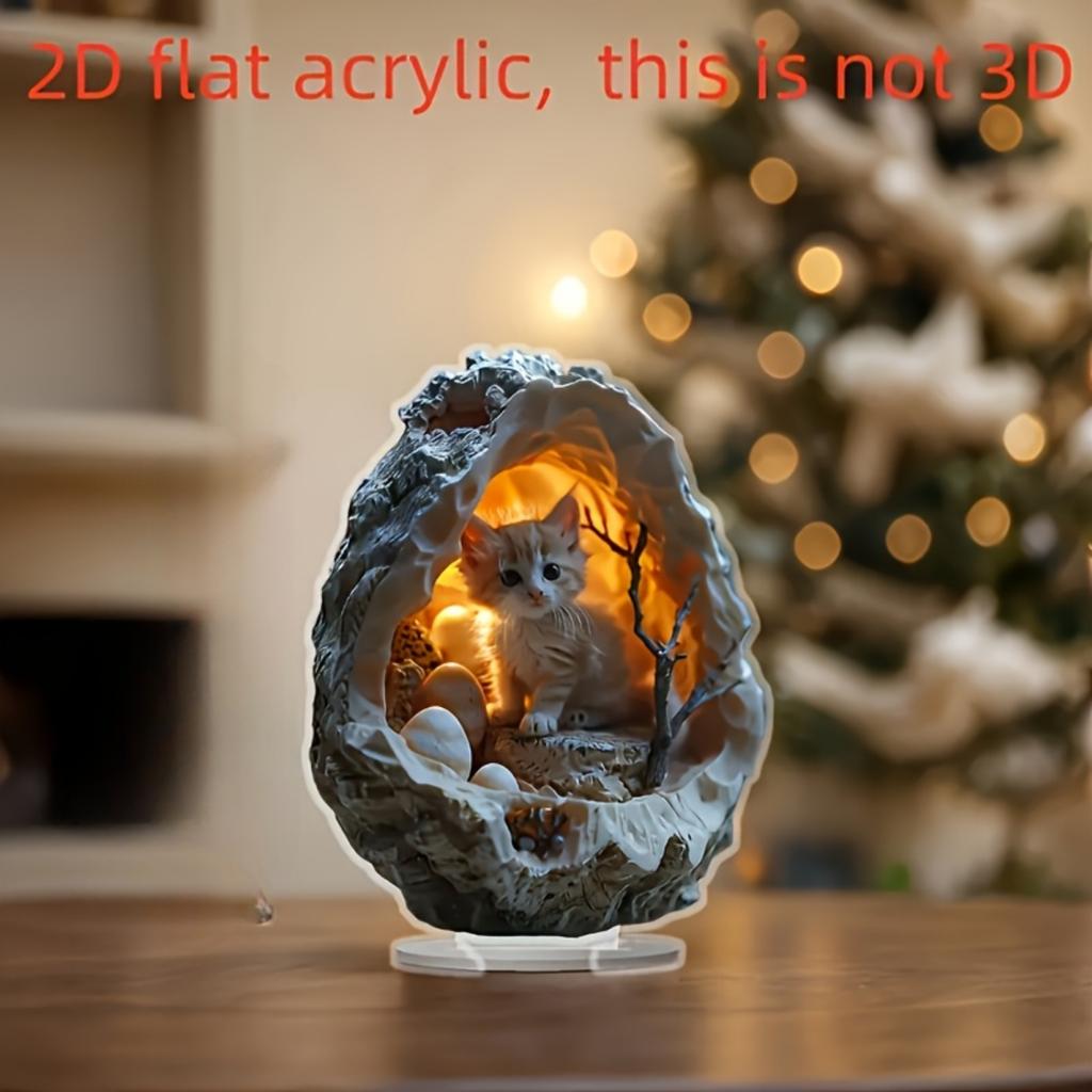 Cute cat pattern, 2D flat acrylic, desktop decoration, suitable for living room, bedroom, gifts, Christmas, Halloween