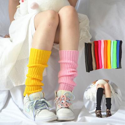 Candy Color Sladké dívčí návleky na nohy NOVÉ Korejské pletené návleky na nohy Dámské Jednobarevné Podzim Zima Stylové elastické dlouhé ponožky