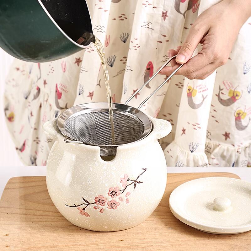 Ceramic Hand-Painted Lard and Seasoning Pot