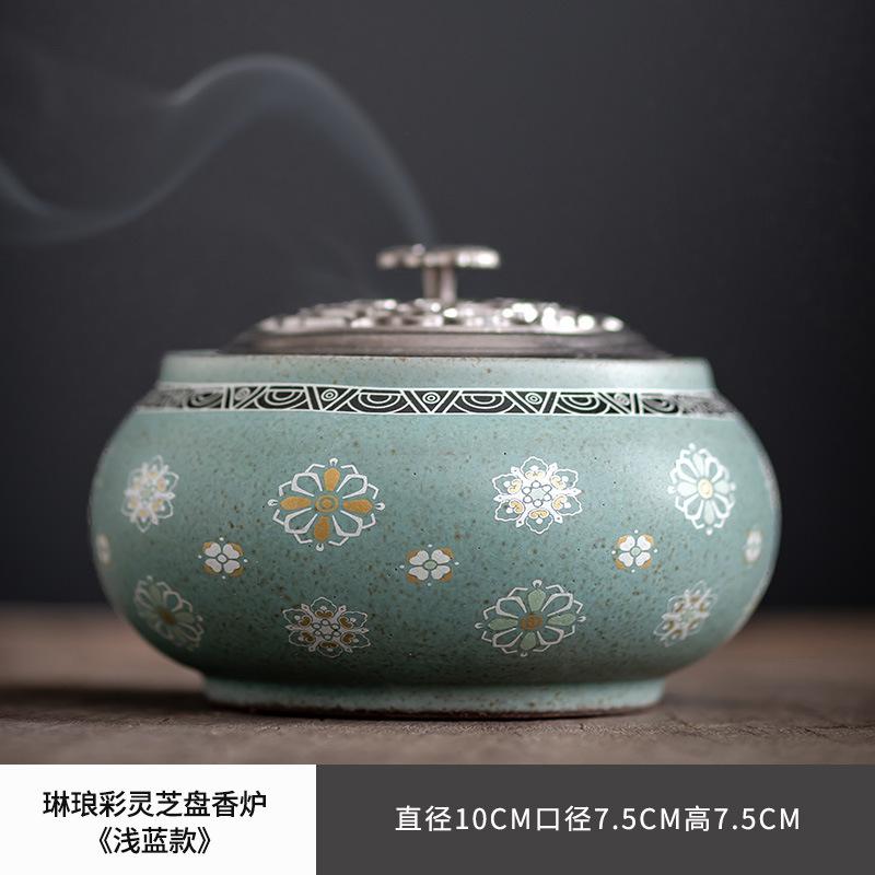 Emaille Ganoderma Lucidum Räuchergefäß Handbemaltes Zuhause Innen Agarholz Sandelholz Räucherstäbchenhalter Tischdekoration Ornamente